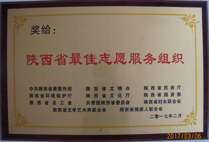 渭南天然氣公司志愿服務隊再獲殊榮：榮獲“陜西省最佳志愿服務組織”稱號